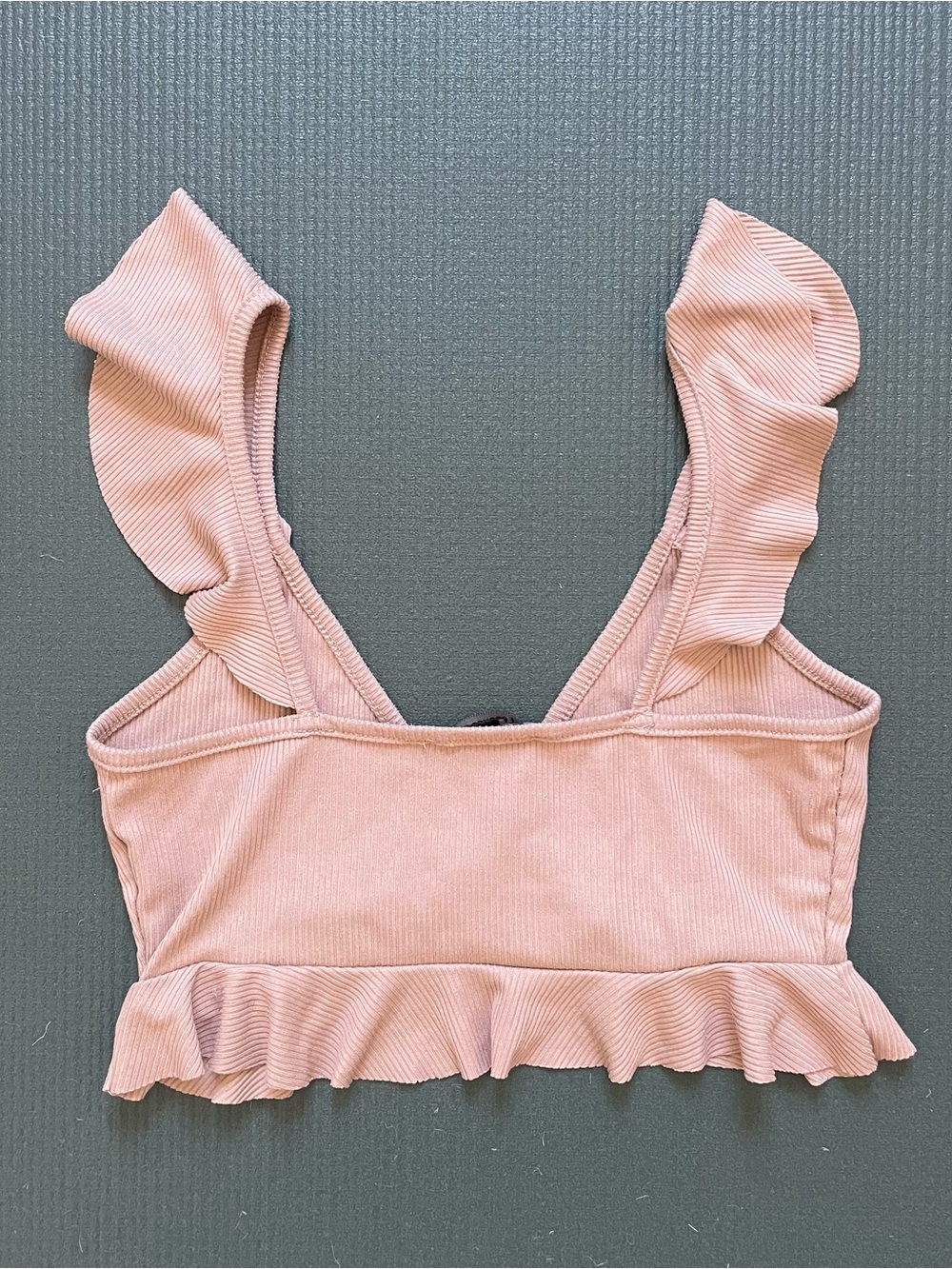 Blush Pink Ruffle Crop Tank Top - Picture 3 of 3